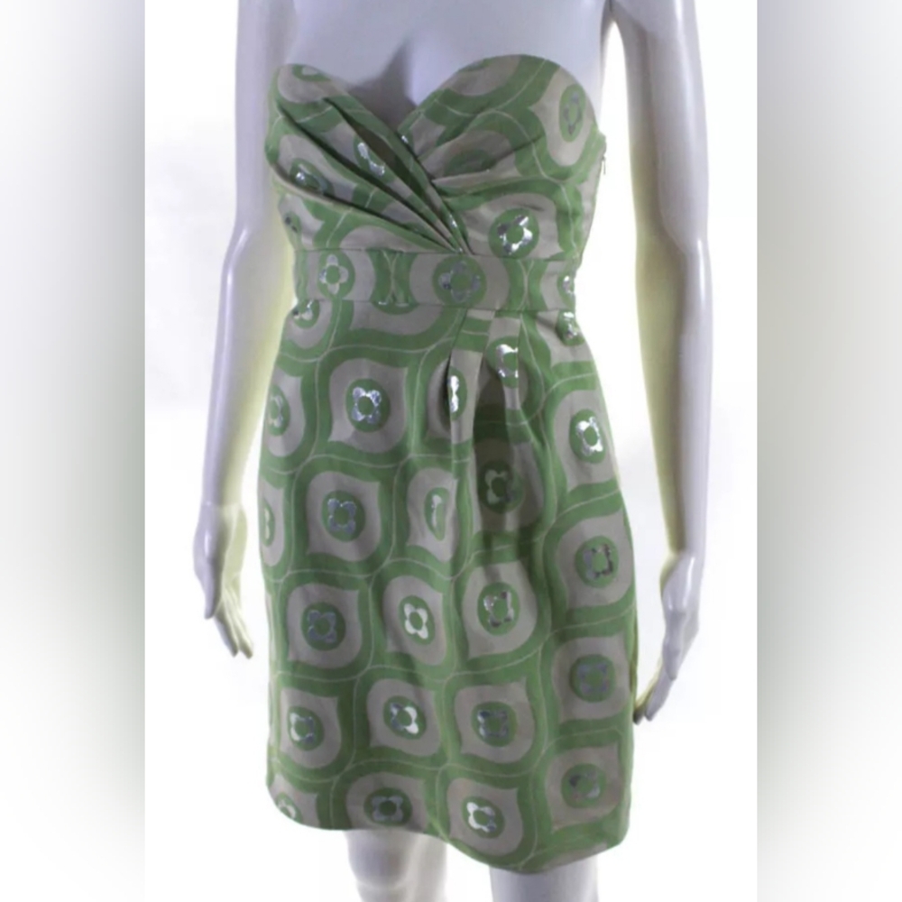 Tibi Women's Strapless Floral Mini Dress Green Size 0